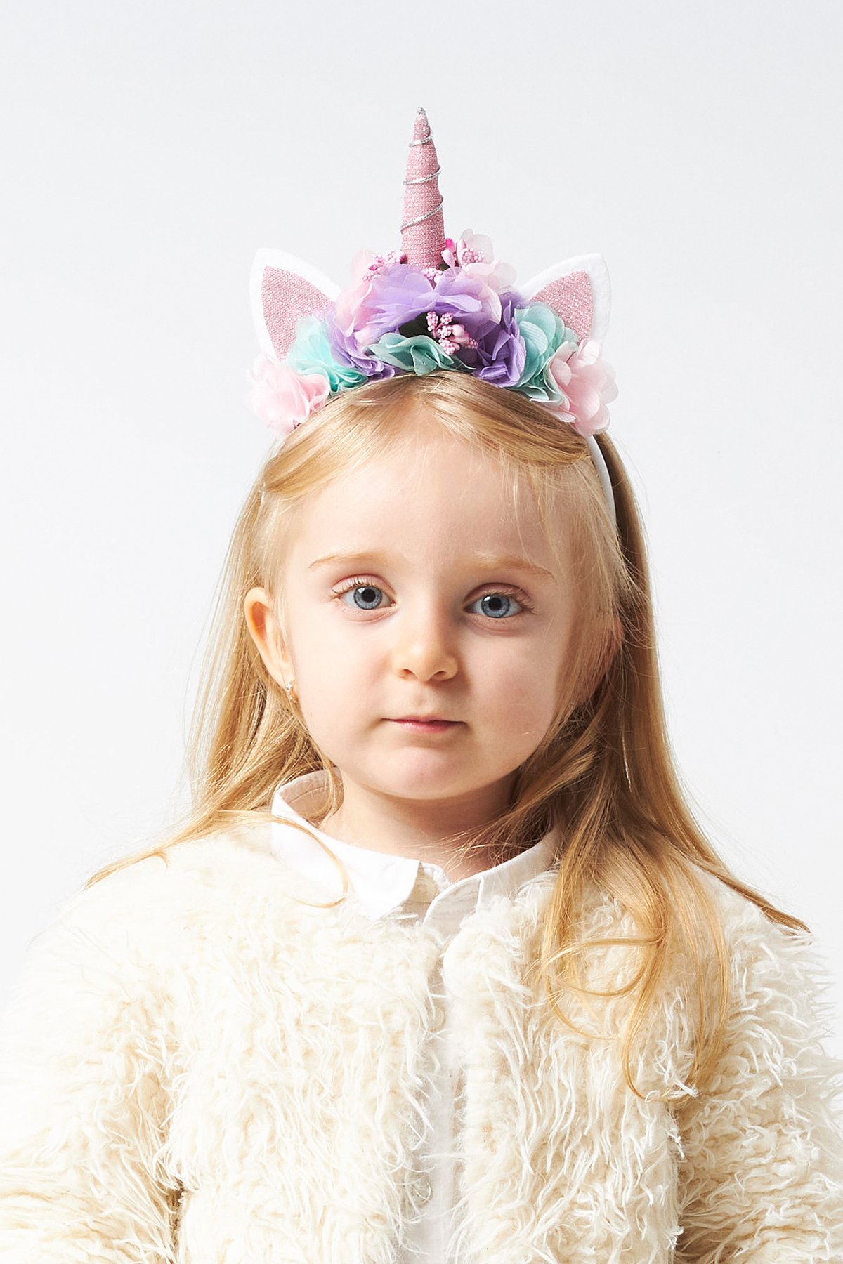 Pony Unicorn Renkli Çiçek Buketli Kulaklı Taç