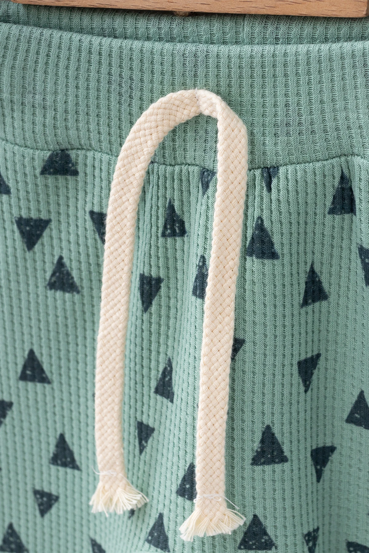 THERY Waffle Dokulu Bisiklet Yaka Pamuklu İkili Alt Üst Takım - Yeşil