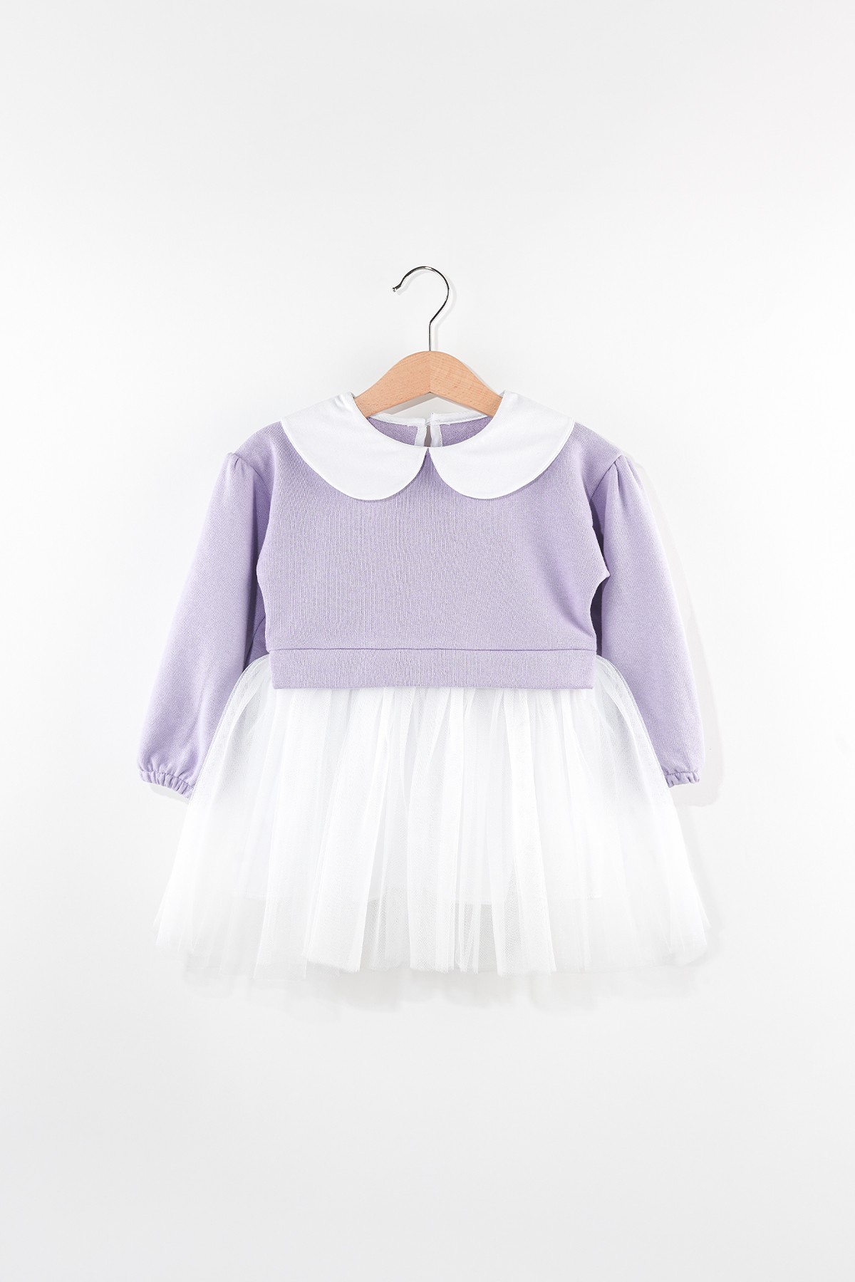 Soft Purple Üç Kat Tüllü Astarlı Bebek/çocuk Elbise (Lila)