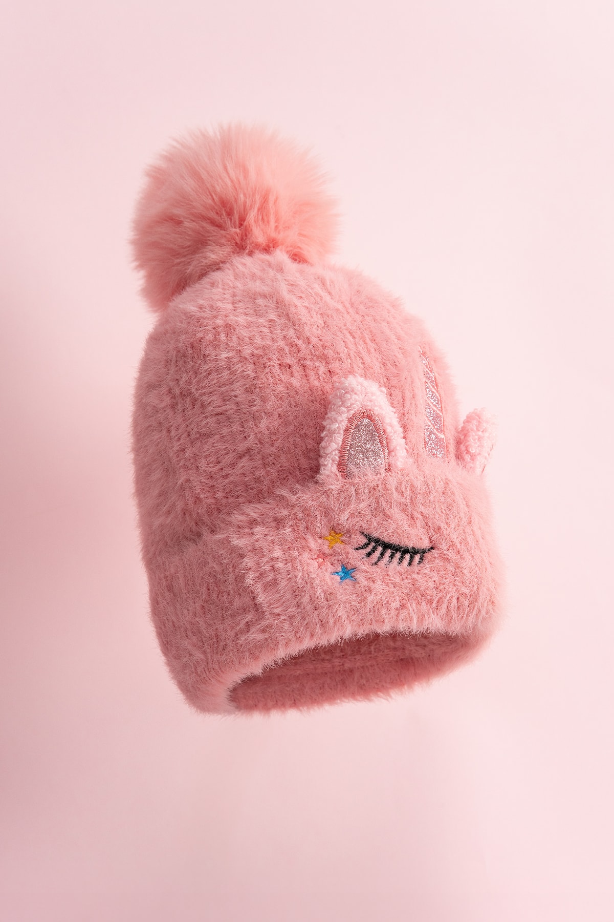 Unicorn Peluş Örme Ponponlu Bere