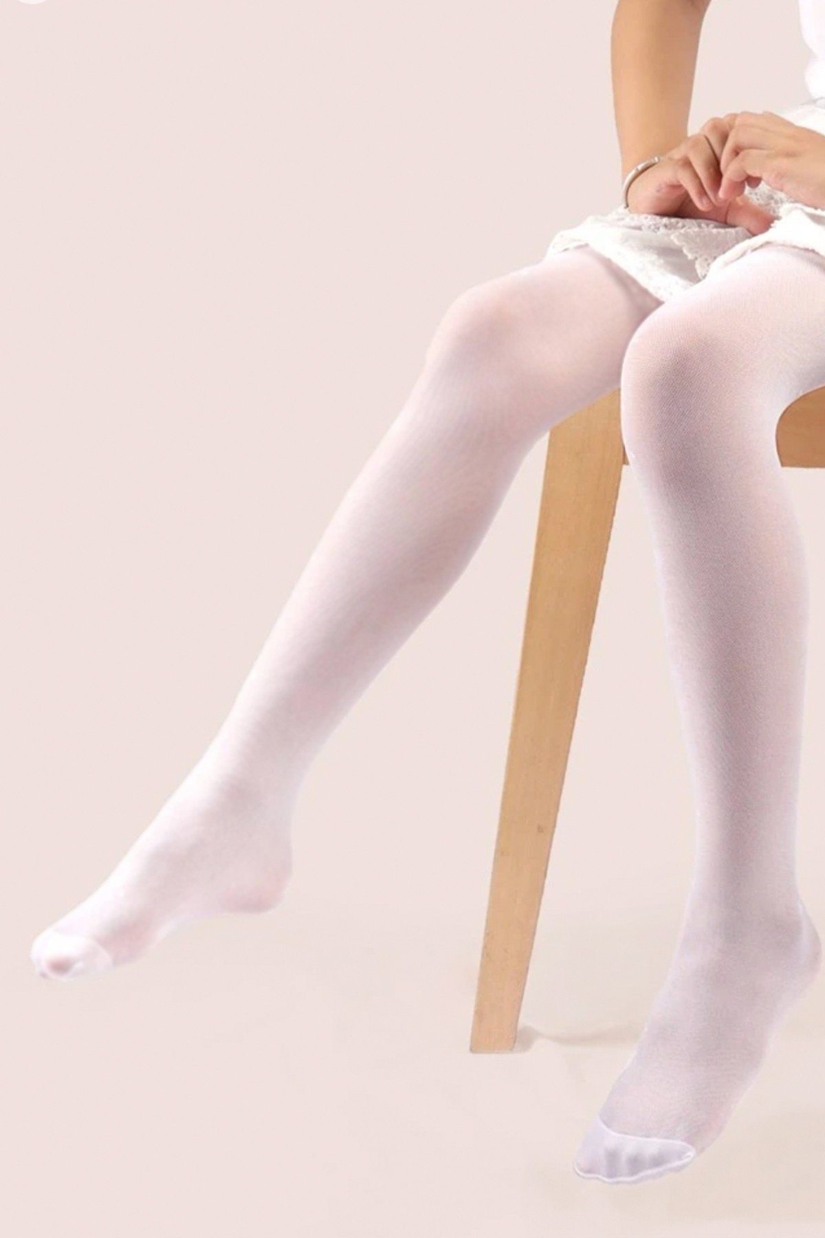 Kız Bebek Çocuk Mus Külotlu Çorap  (TEKLİ PAKET) - BEYAZ