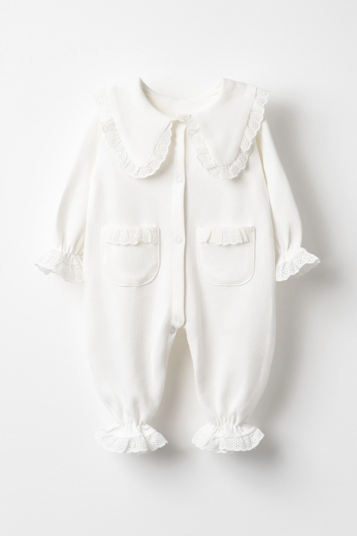 Jessie Yenidoğan Fisto Detaylı Pamuklu Tulum Hastane Çıkışı