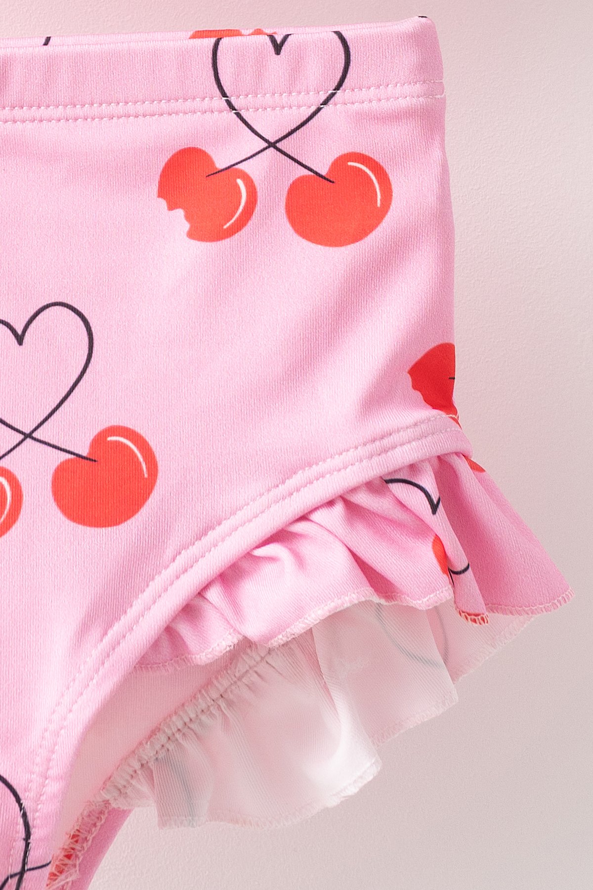 Cherrie Kalp Kiraz Desenli Kız Çocuk Mayo Bikini Takım