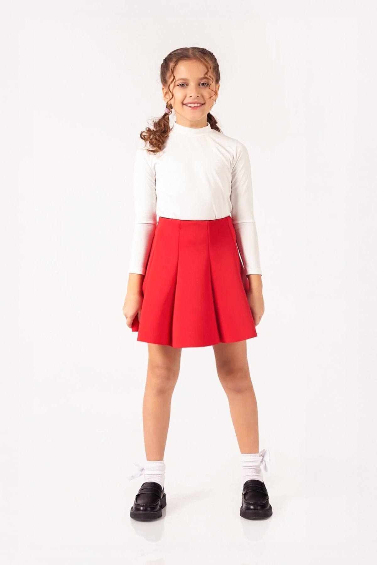 Ophelia Scuba Dalgıç Kumaş Kloş Etek - Kırmızı