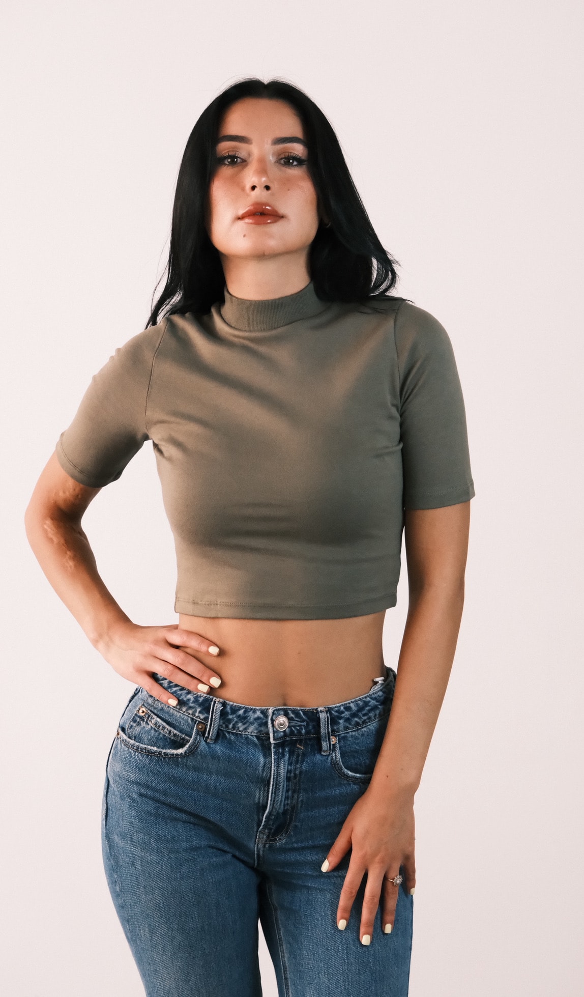LS - Olive Lume Yarım Kollu Basic