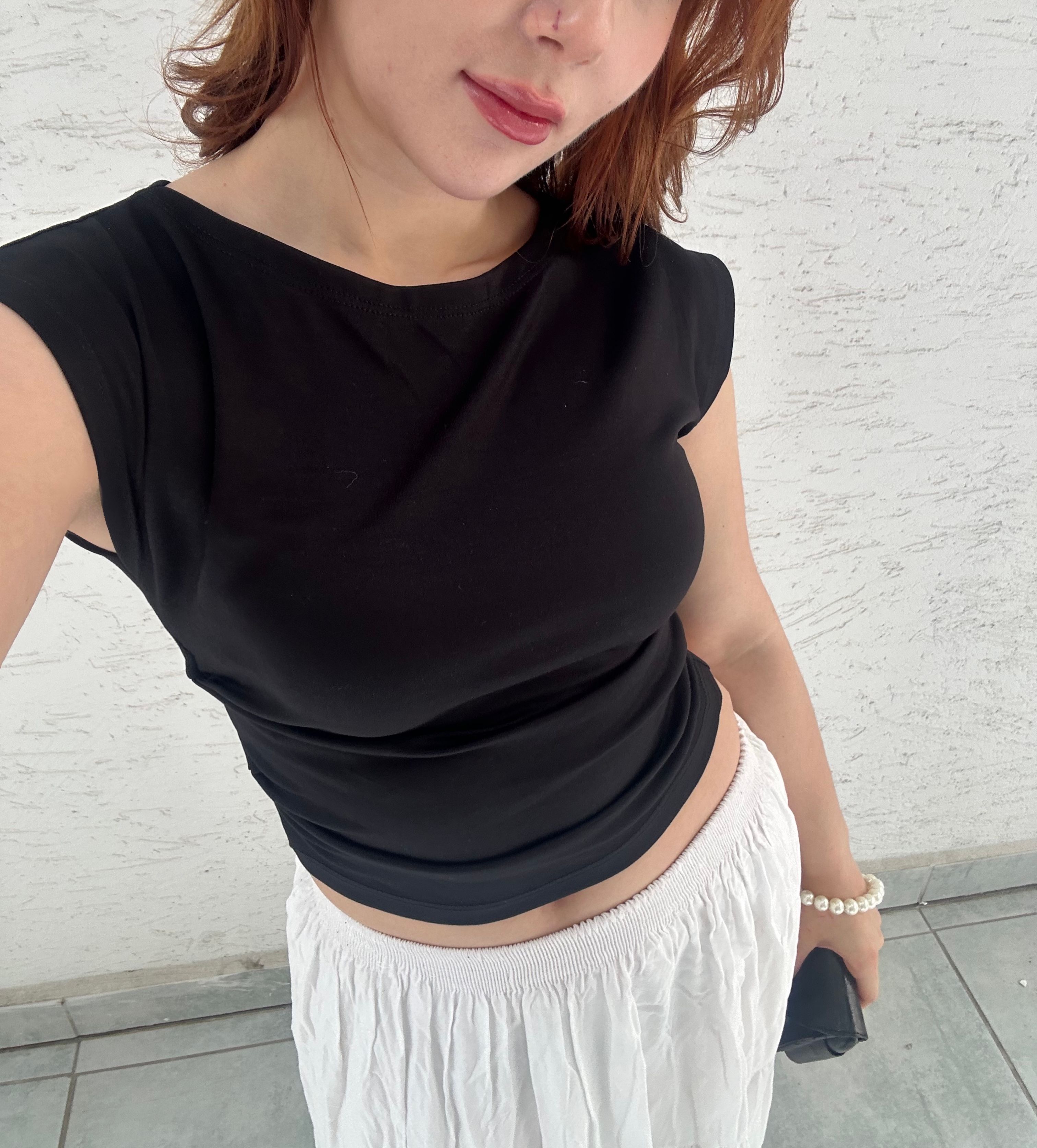 LS - MARIA Siyah Katlı Basıc - M/L