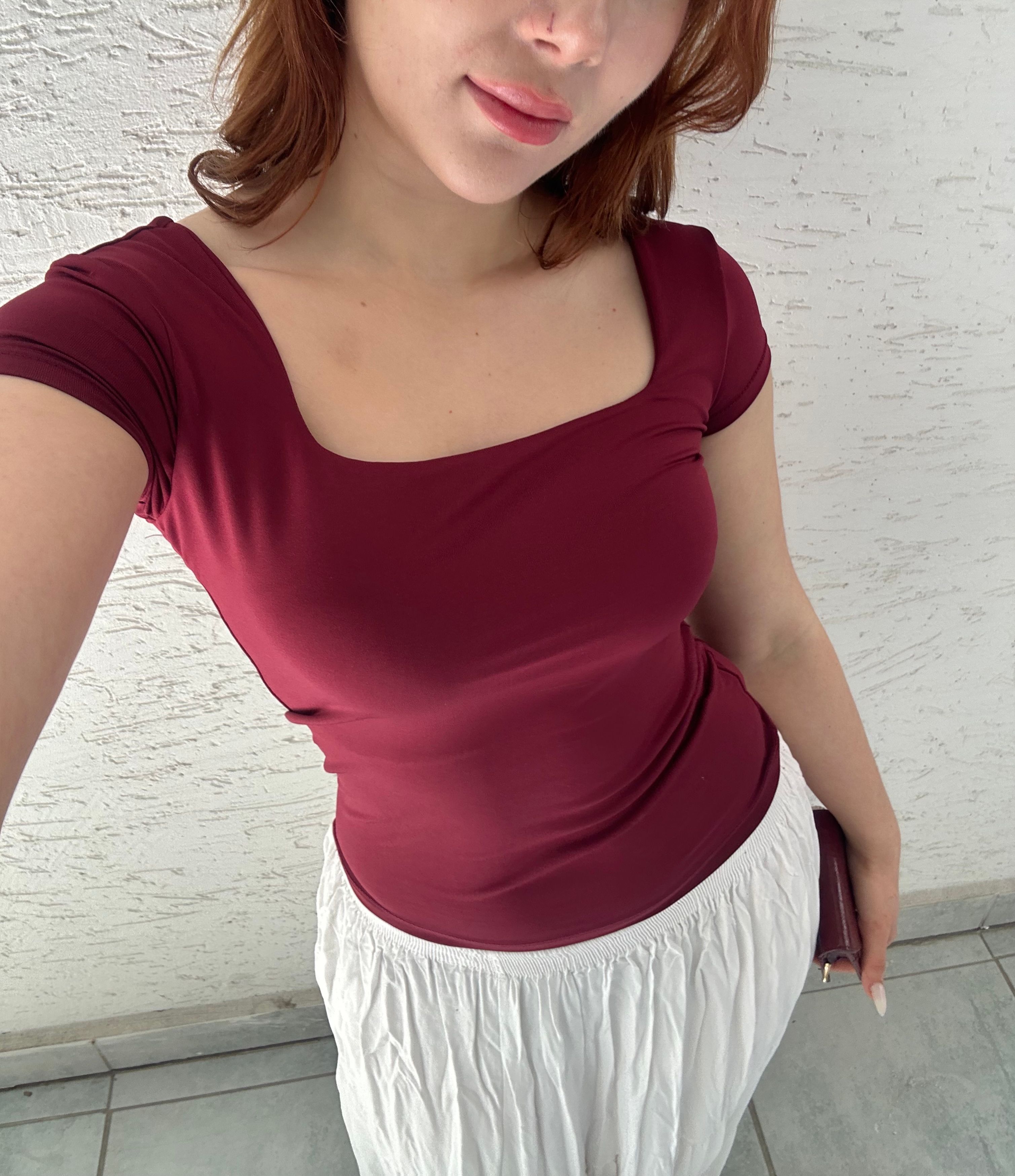 LS - Bordo Kare Yaka Basıc