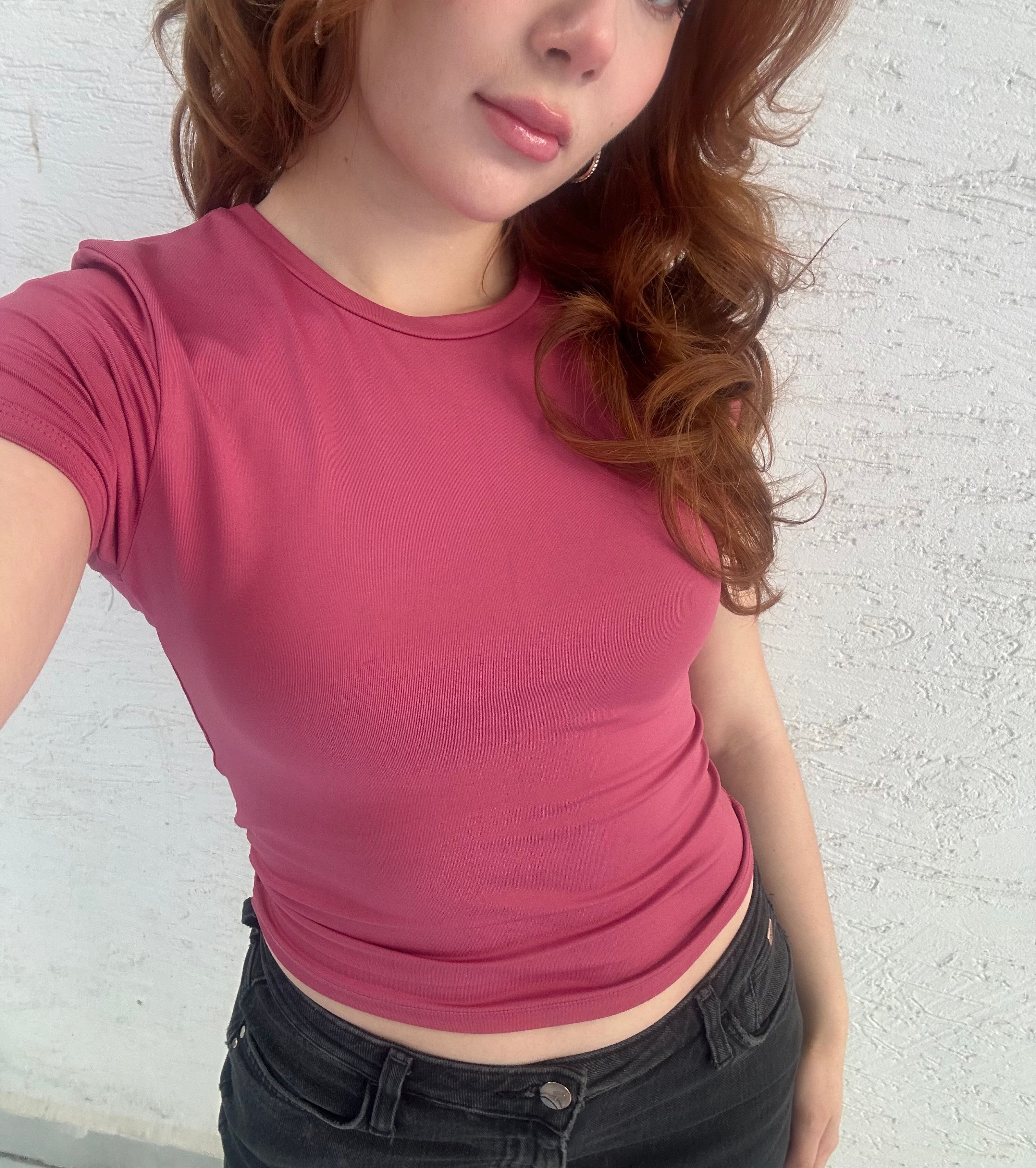LS - Ruby Pink Kısa Kollu Basıc