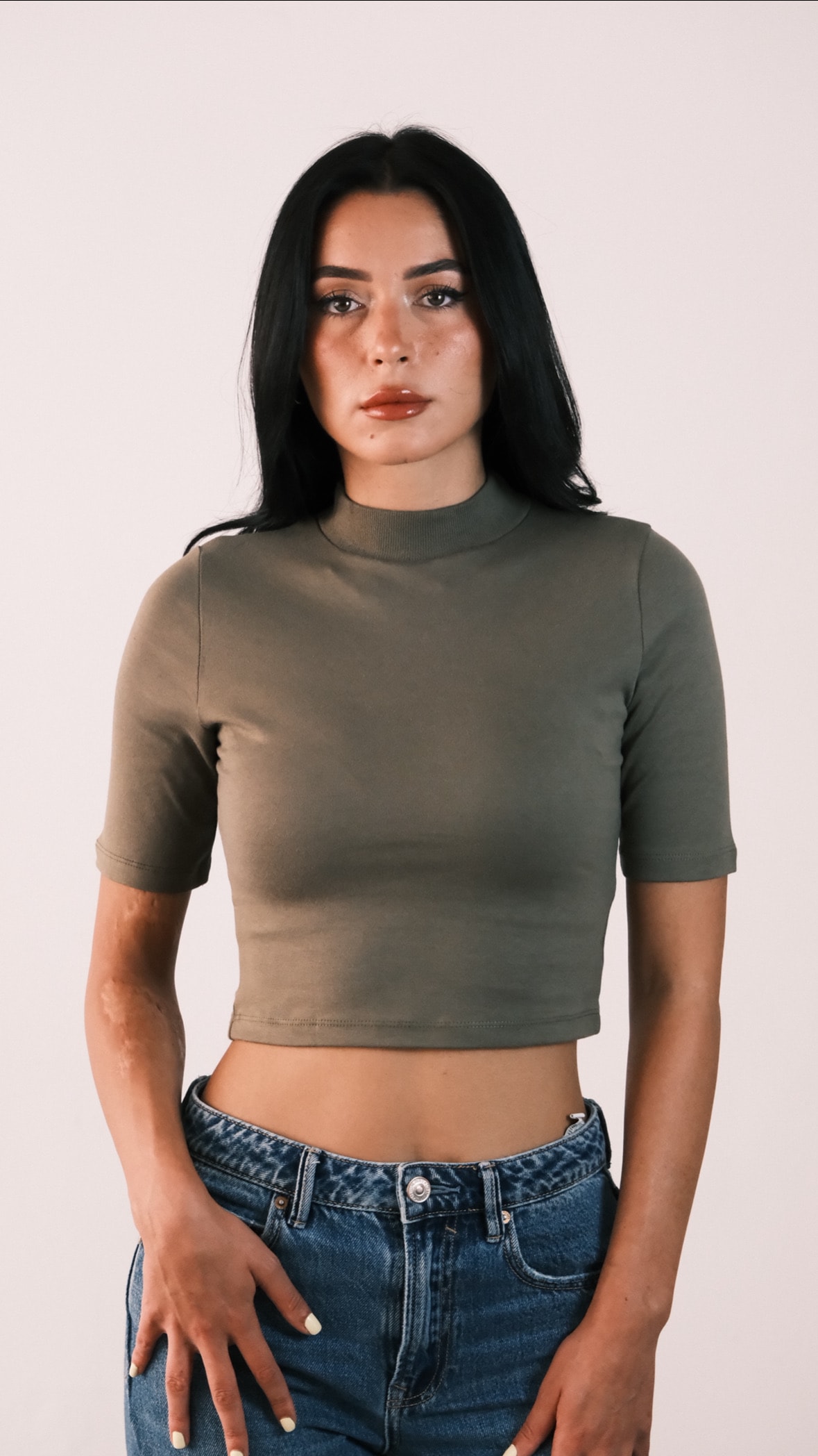 LS - Olive Lume Yarım Kollu Basic