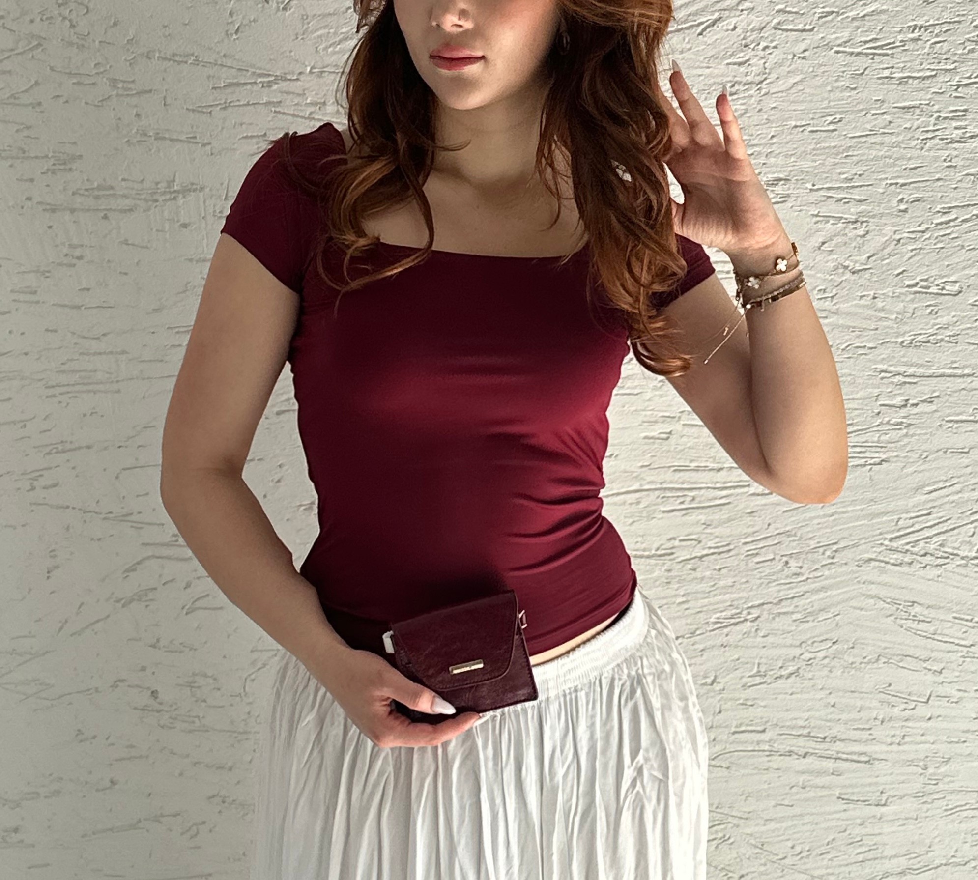 LS - Bordo Kare Yaka Basıc