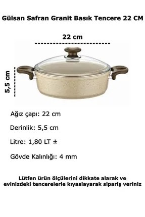 Gülsan Safran Basık Tencere Seti (Pilav-Sote-Melemen) 20-22-24 cm