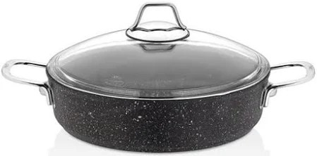 Falez 30 cm Black Line Basık Granit Tencere