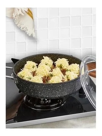 Falez 26 cm Black Line Basık Granit Tencere