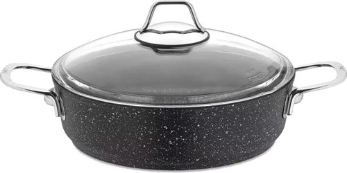 Falez 22 cm Black Line Basık Granit Tencere 
