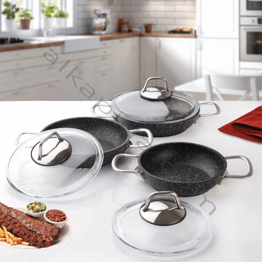 Falez Black Lıne Sahan Seti – 18-20-22 Cm Kapaklı