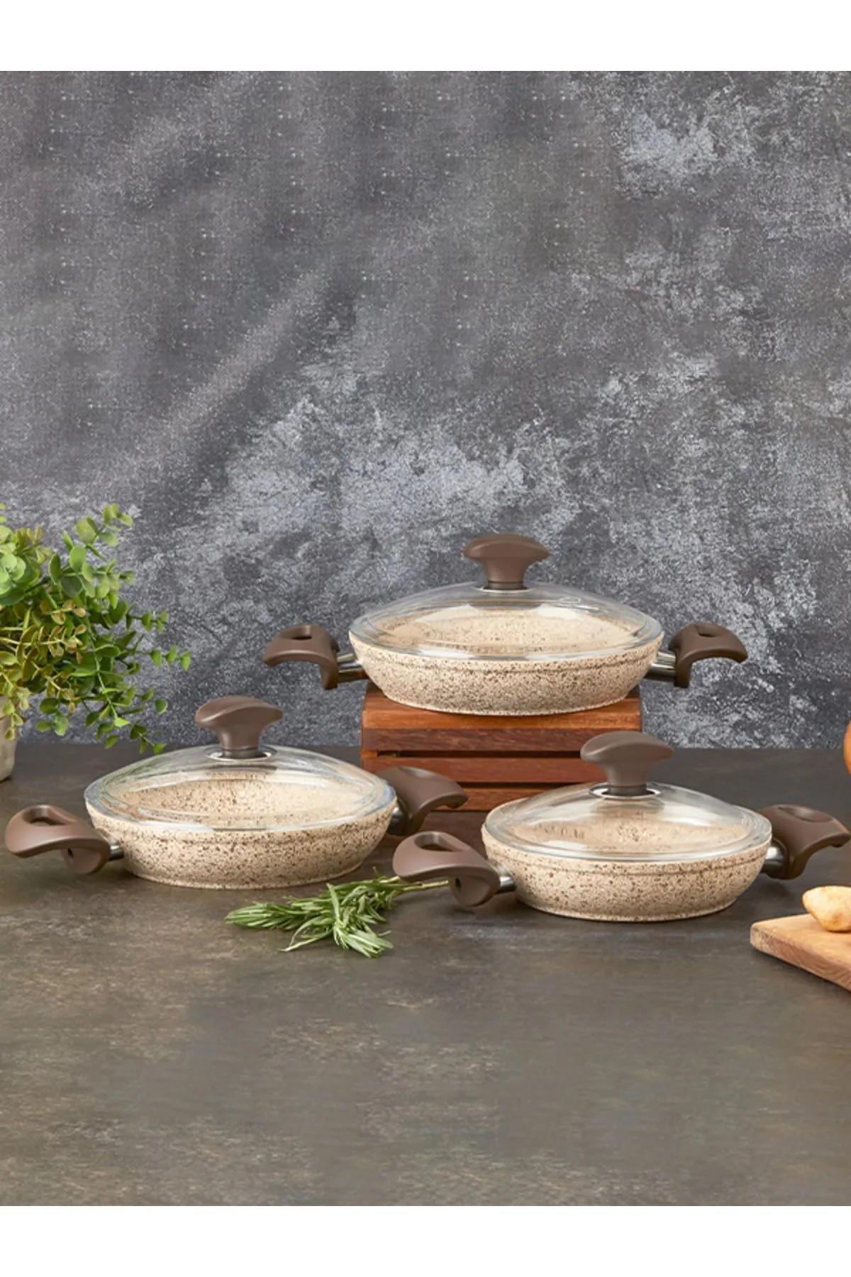 Falez Creamy Sahan Seti – 18-20-22 Cm Kapaklı