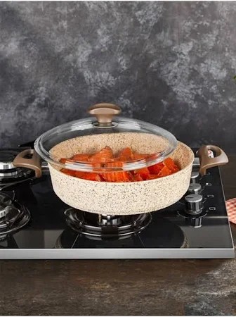 Falez 30 cm Creamy Basık Granit Tencere