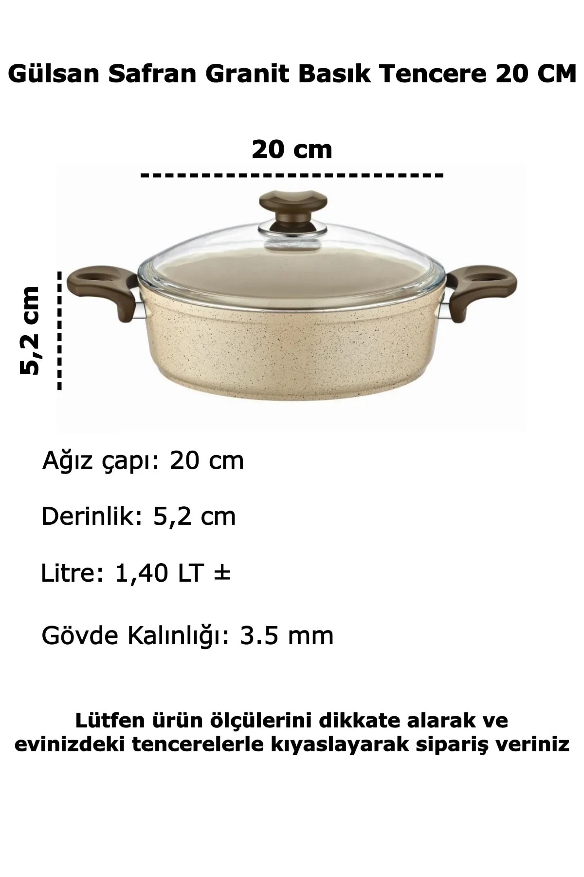 Gülsan Safran Basık Tencere Seti (Pilav-Sote-Melemen) 20-22-24 cm