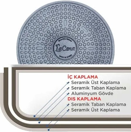 Lacena 22 cm Basık Seramik Tencere