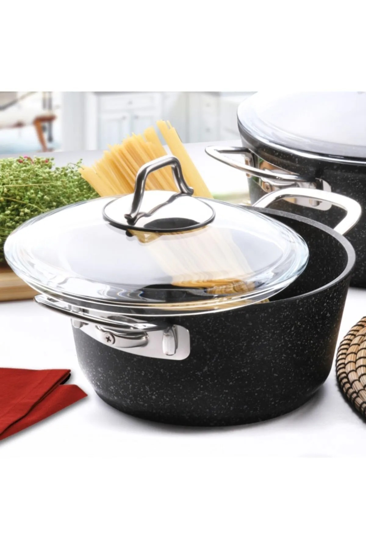 Falez 26 cm Black Line Derin Granit Tencere(5,5 Lt)