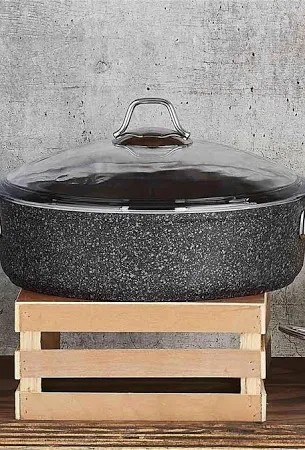 Falez 30 cm Black Line Basık Granit Tencere