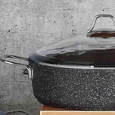 Falez 22 cm Black Line Basık Granit Tencere 