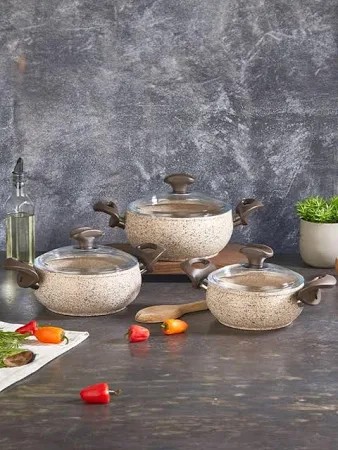 Falez Creamy Midi 6 Parça Güveç Tencere Seti