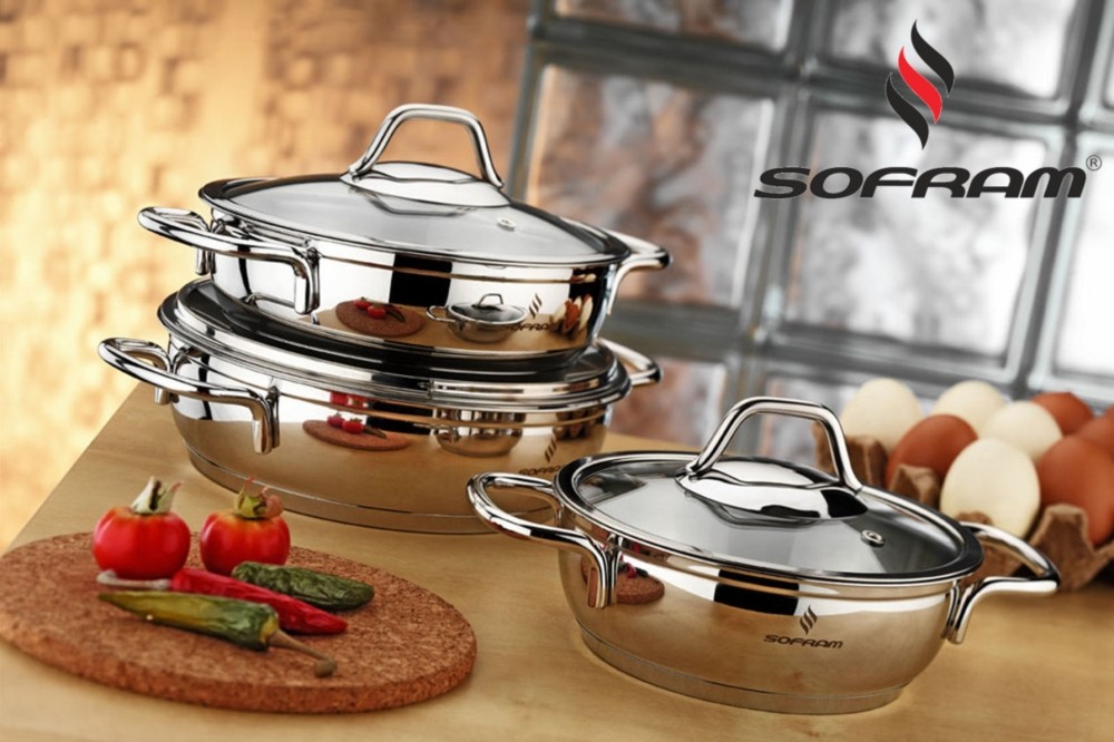 Sofram Soft 3'lü Çelik Sahan Seti  Kapaklı