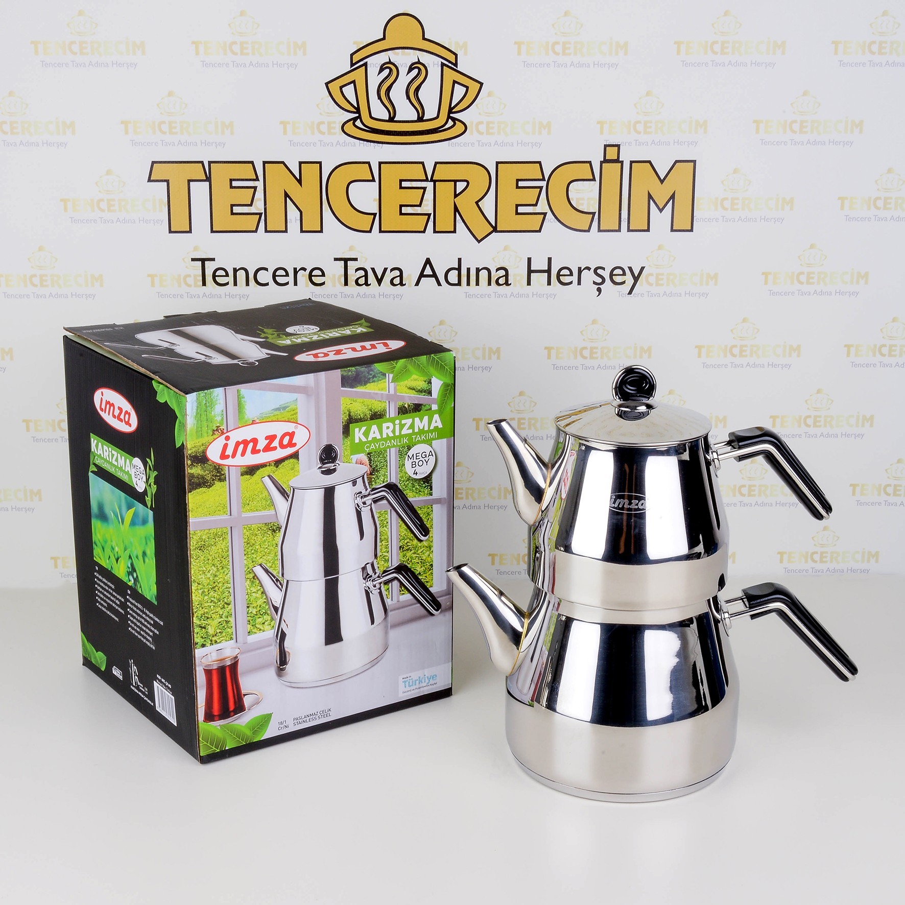 İmza Mega Boy Çelik Demlik Takımı 