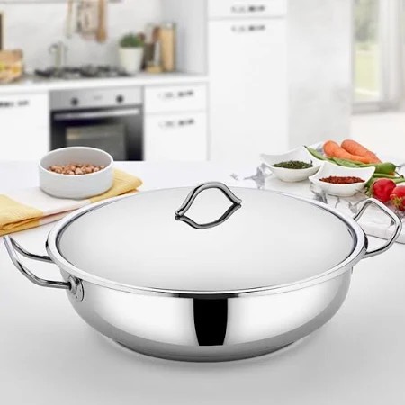 Gülsan 45 cm Çift Kapsül Tabanlı 17 Litre Basık Çelik Tencere