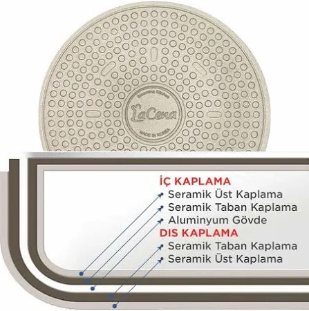 Lacena 24 cm Yarı Basık Seramik Tencere