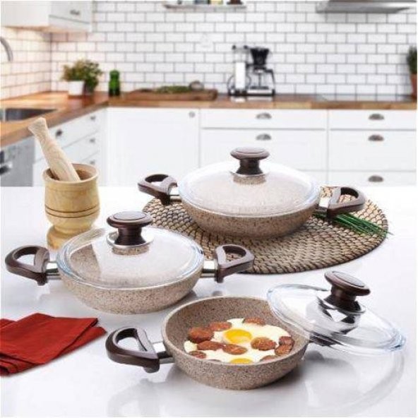 Falez Creamy Sahan Seti – 18-20-22 Cm Kapaklı