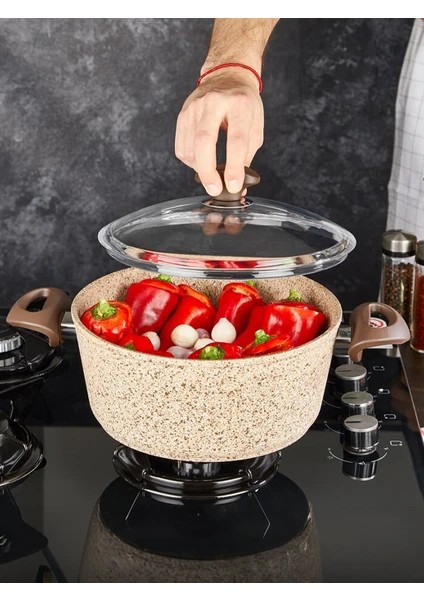 Falez 28 cm  Creamy Derin Granit Tencere  (6,8 Lt)