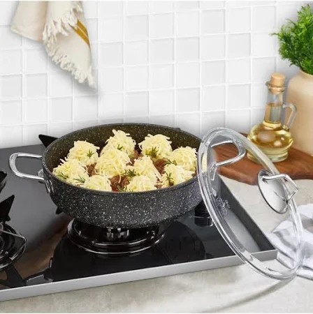 Falez 24 cm Black Line Basık Granit Tencere