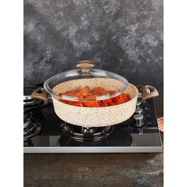 Falez 22 cm Creamy Basık Granit Tencere