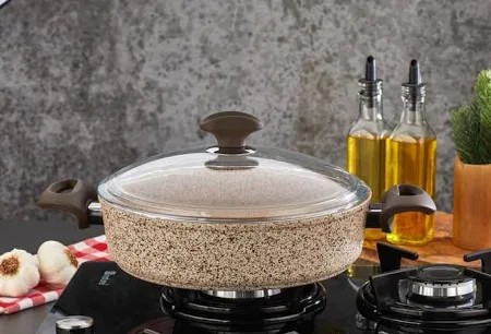 Falez 32 cm Creamy Basık Granit Tencere
