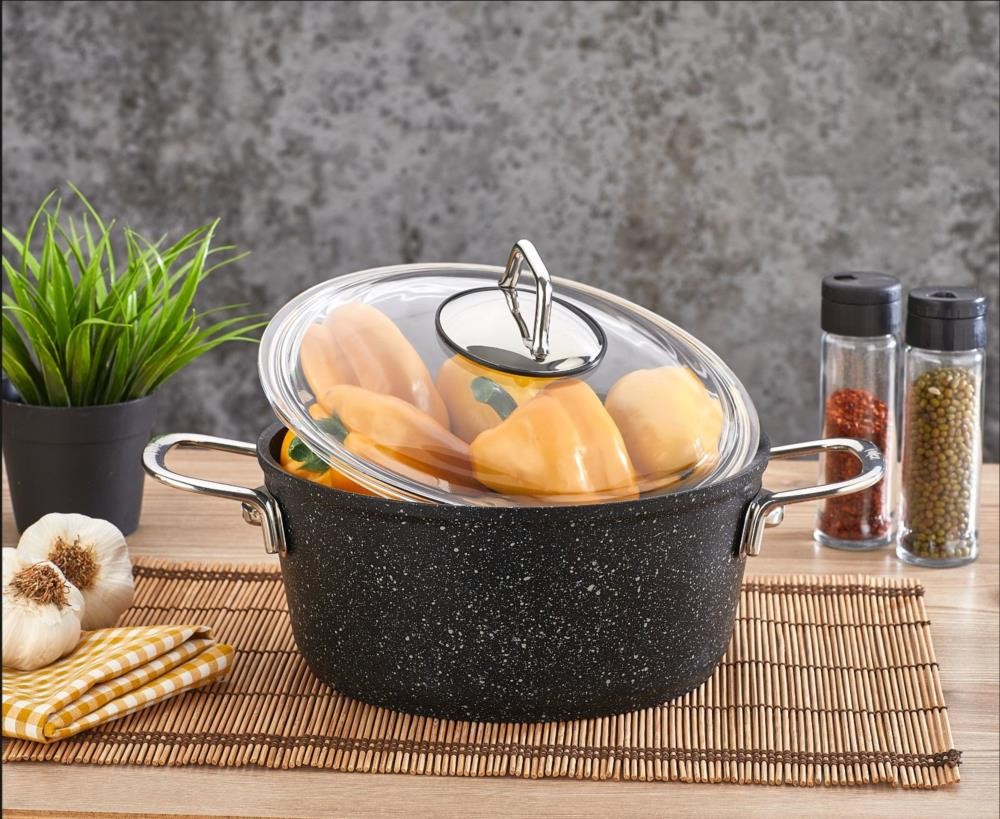 Falez 28 cm Black Line Derin Granit Tencere(6,8 Lt)
