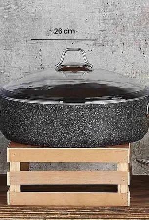 Falez 26 cm Black Line Basık Granit Tencere