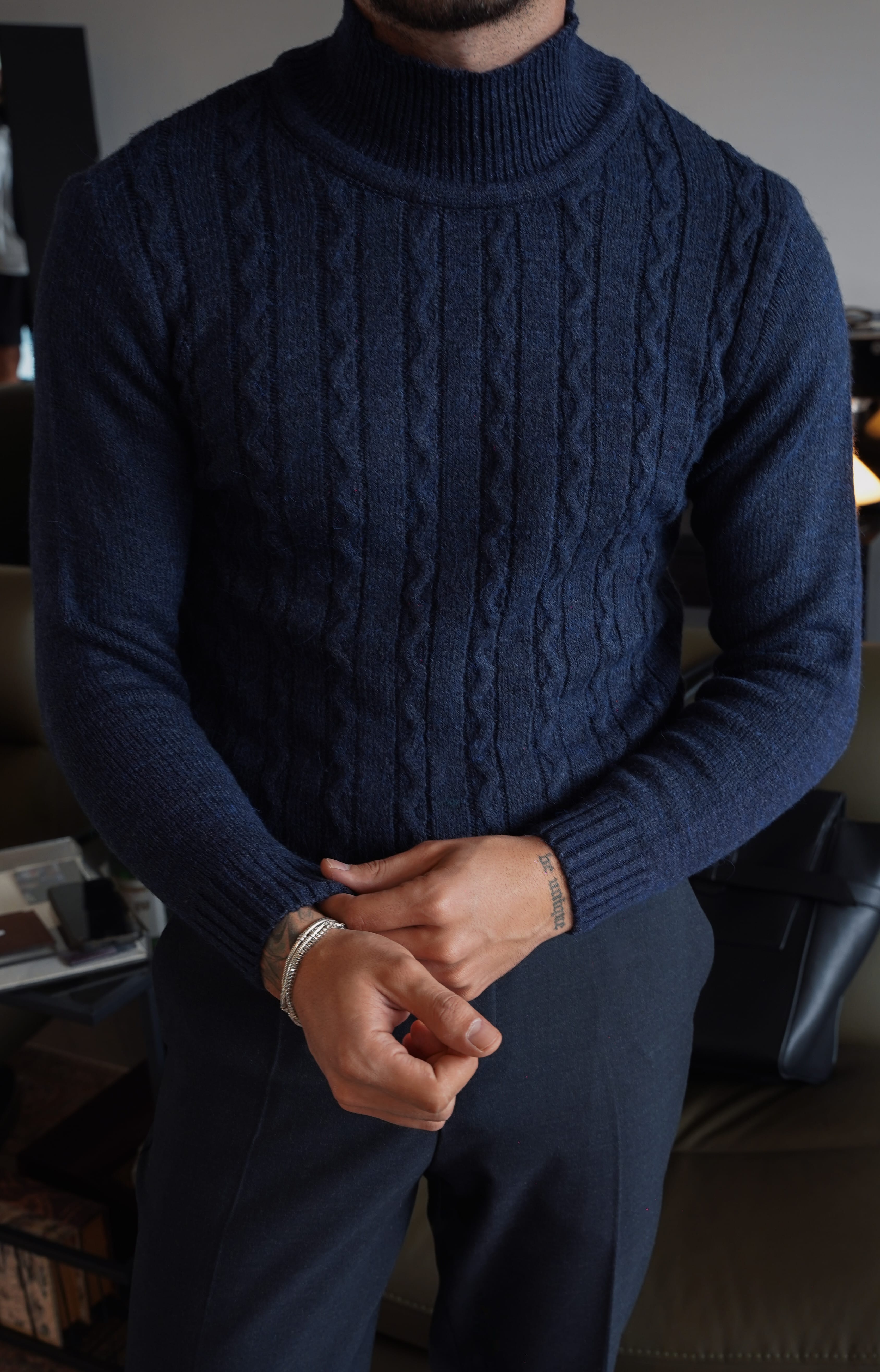 Windsor Lacivert Cable Roll Neck FW5868