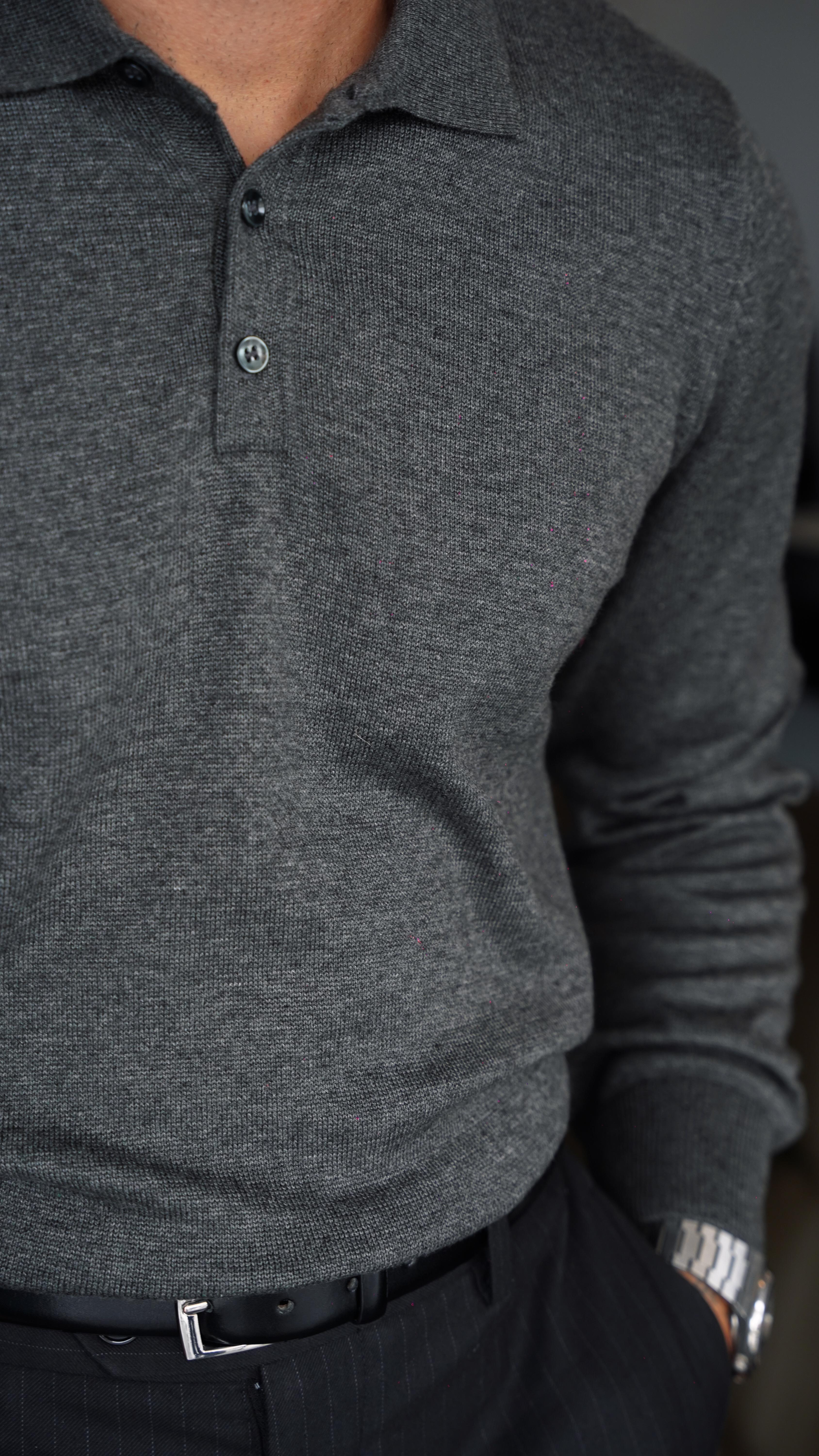 Rupert Gri Uzun Kollu Polo Yaka T-shirt FW5759