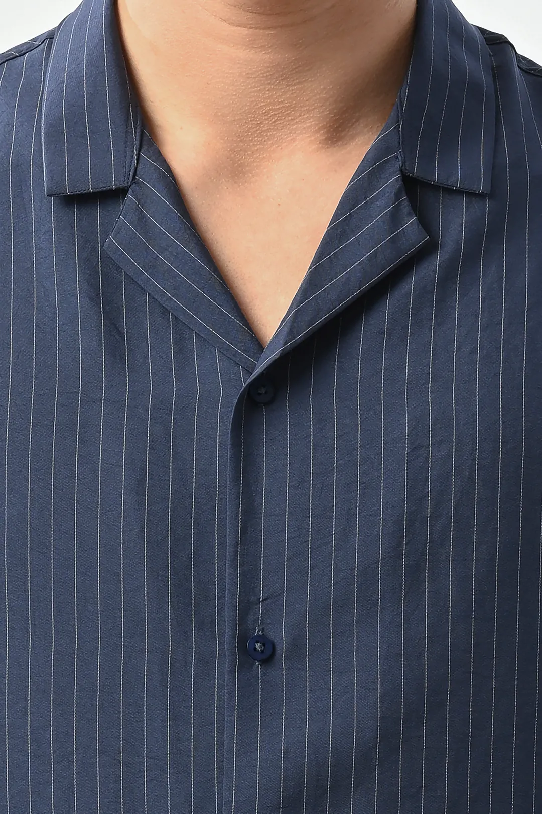 Lacivert Dikey Çizgili Gömlek FW5923