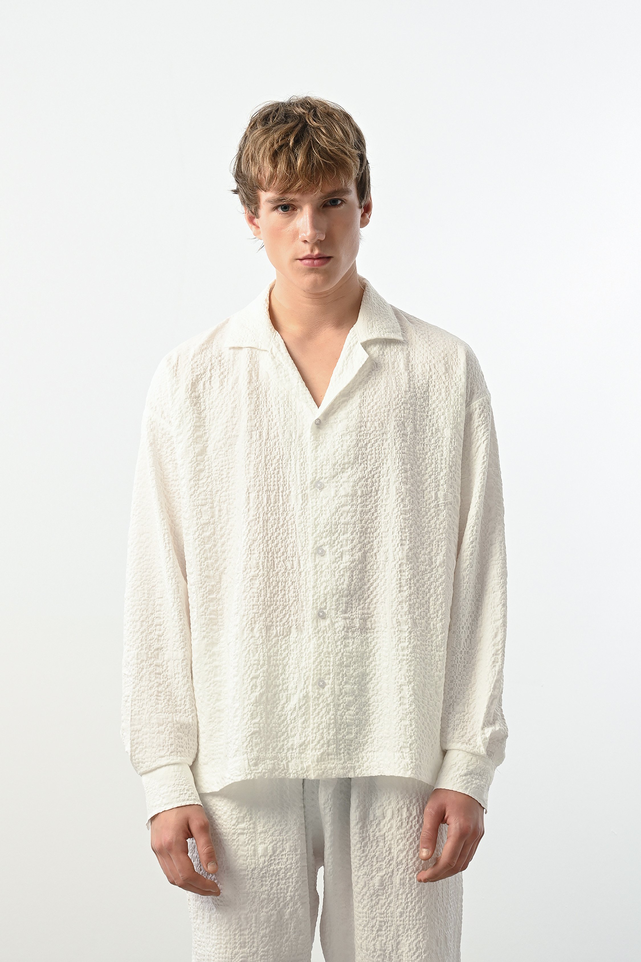 Riviera Textured Beyaz Gömlek SS5706
