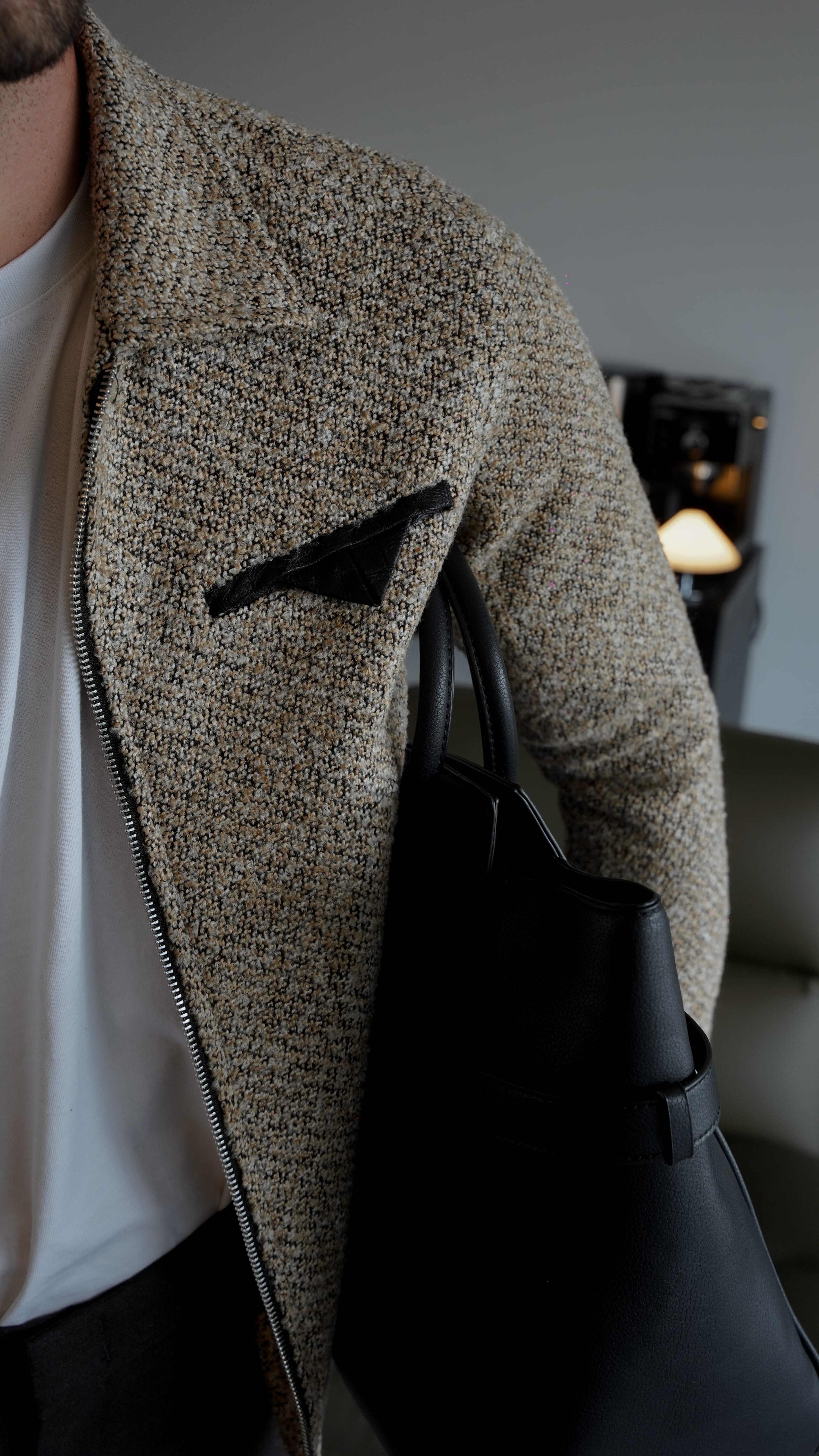Lorne Textured Bej Zip Jacket FW5866