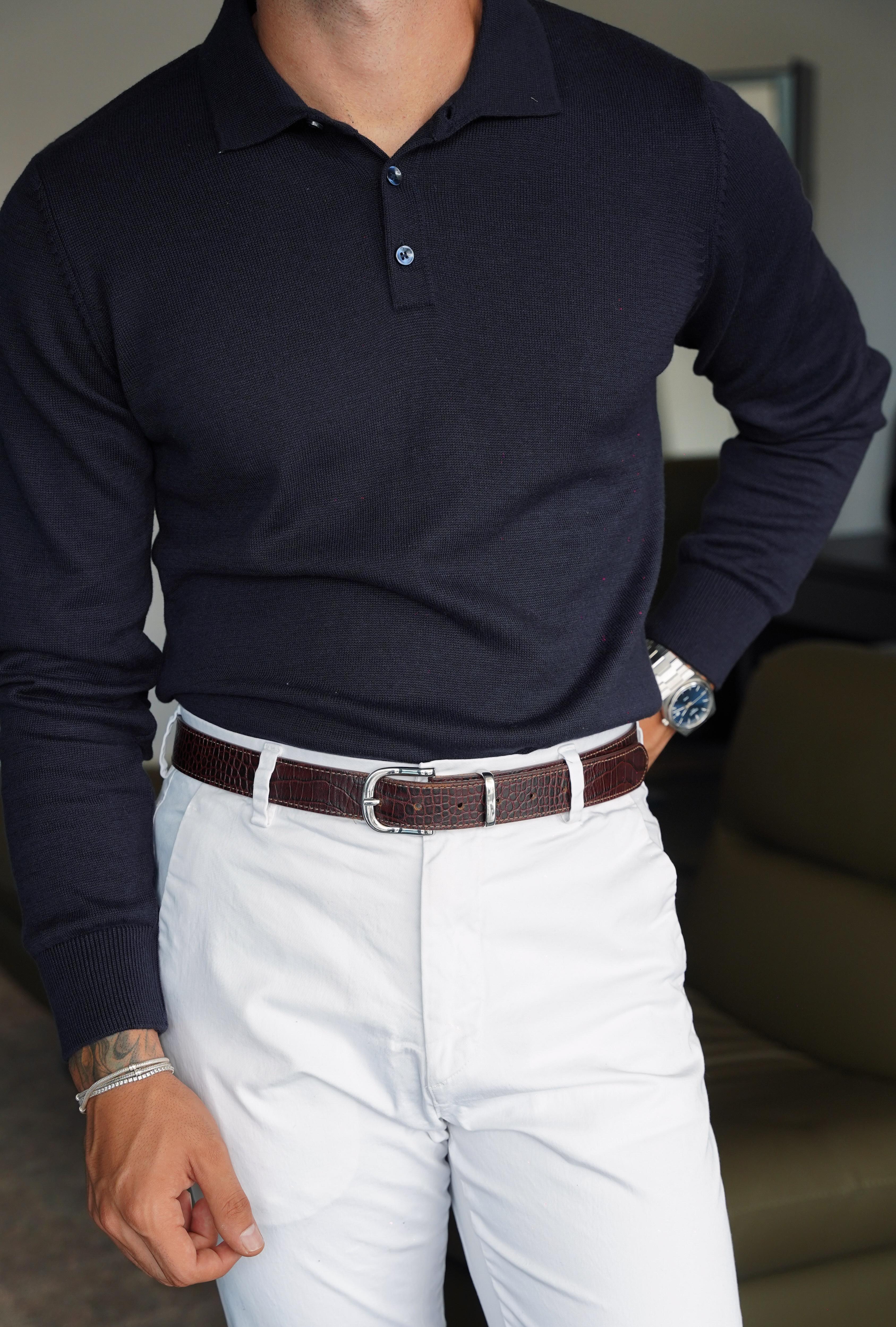 Rupert Lacivert Uzun Kollu Polo Yaka T-shirt FW5754
