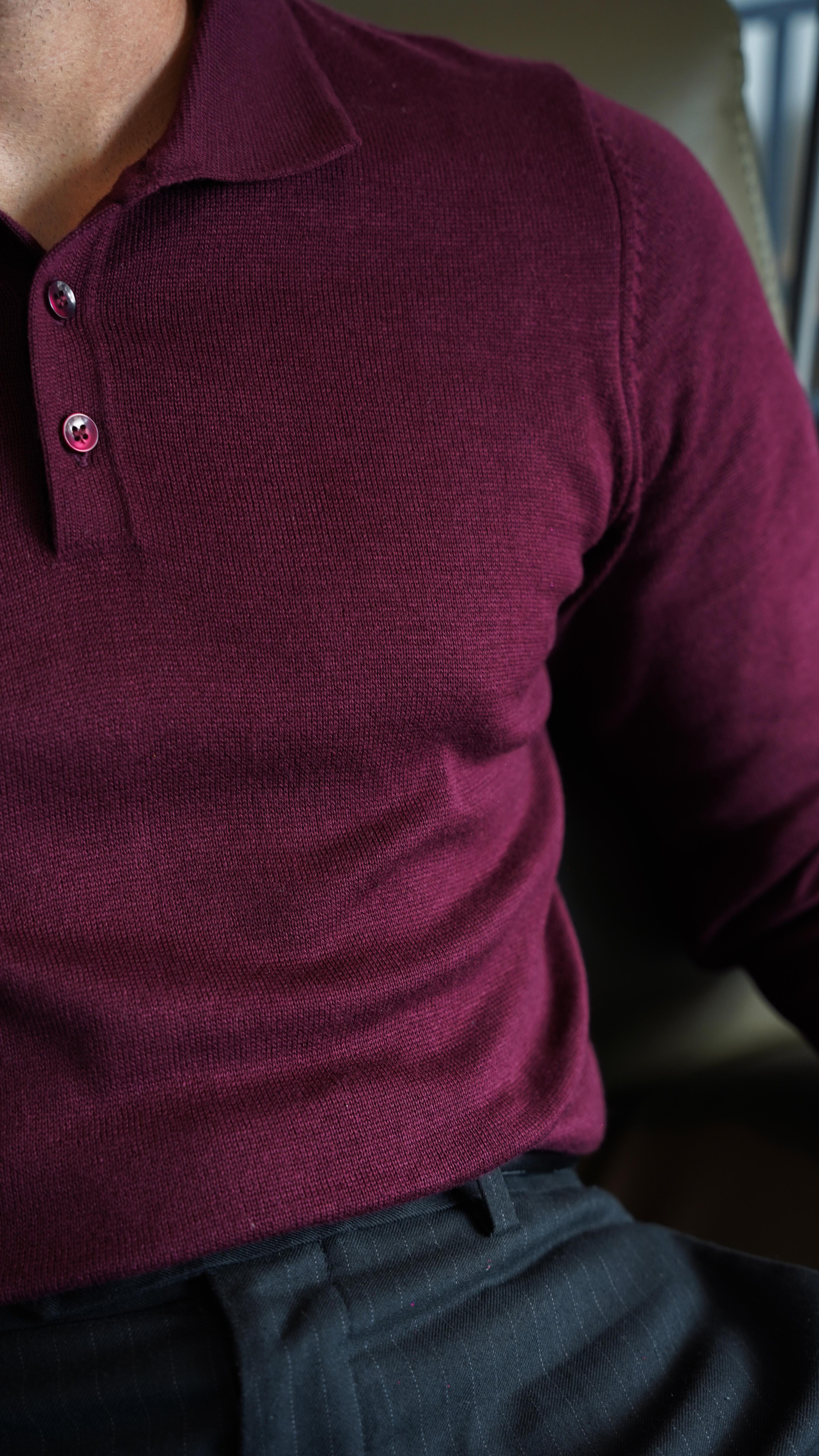 Rupert Bordo Uzun Kollu Polo Yaka T-shirt FW5755