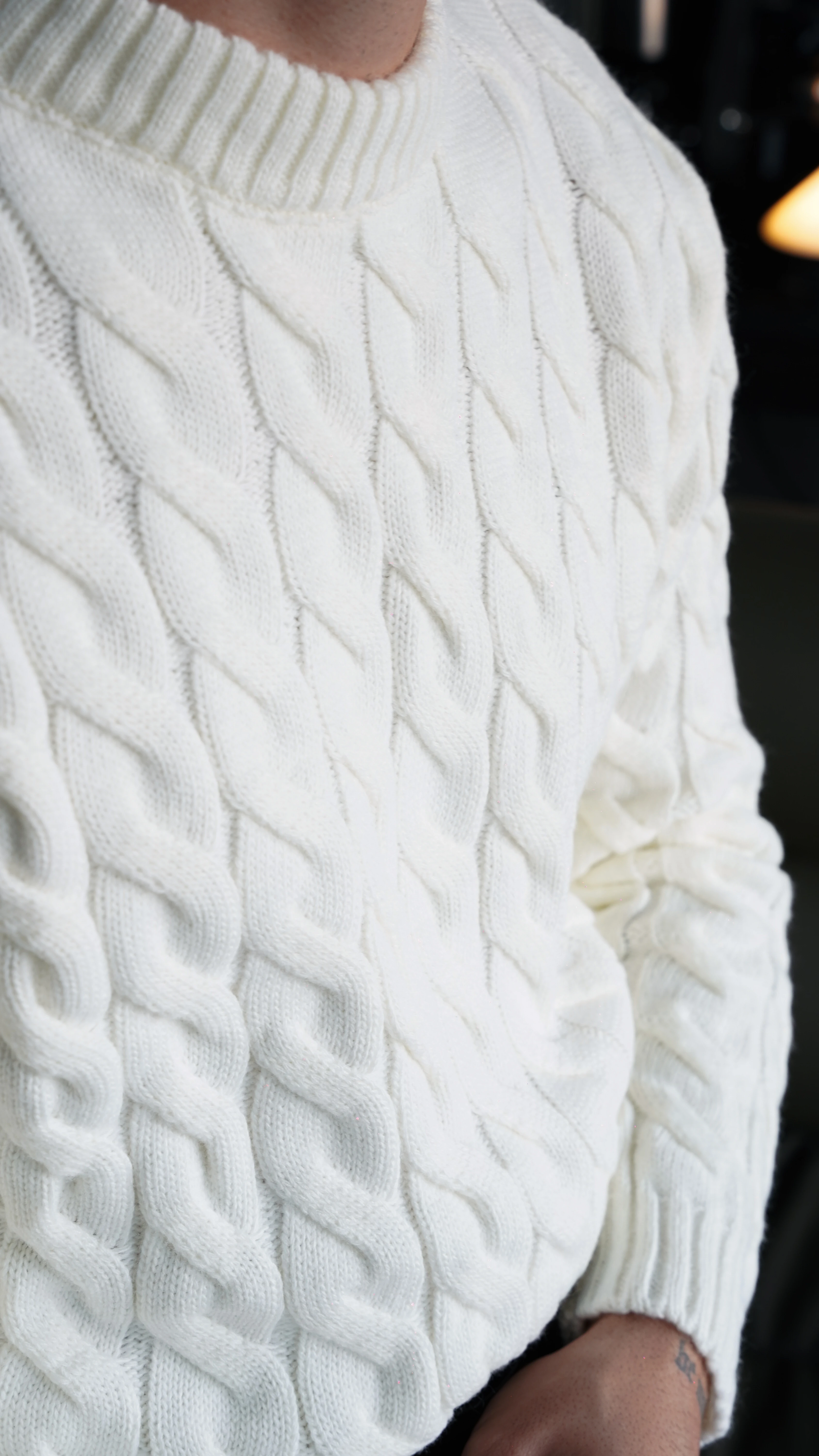 Beyaz Sac Örgü Soft Kazak FW5884