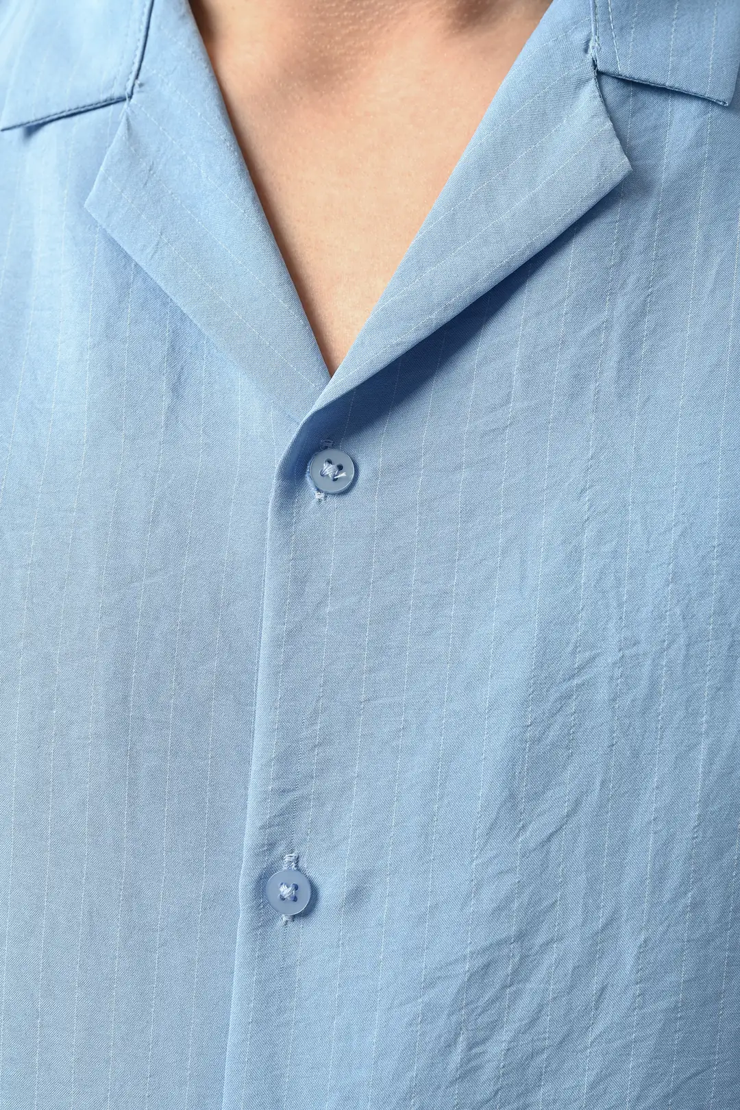 Bebek Mavisi Dikey Çizgili Gömlek FW5924