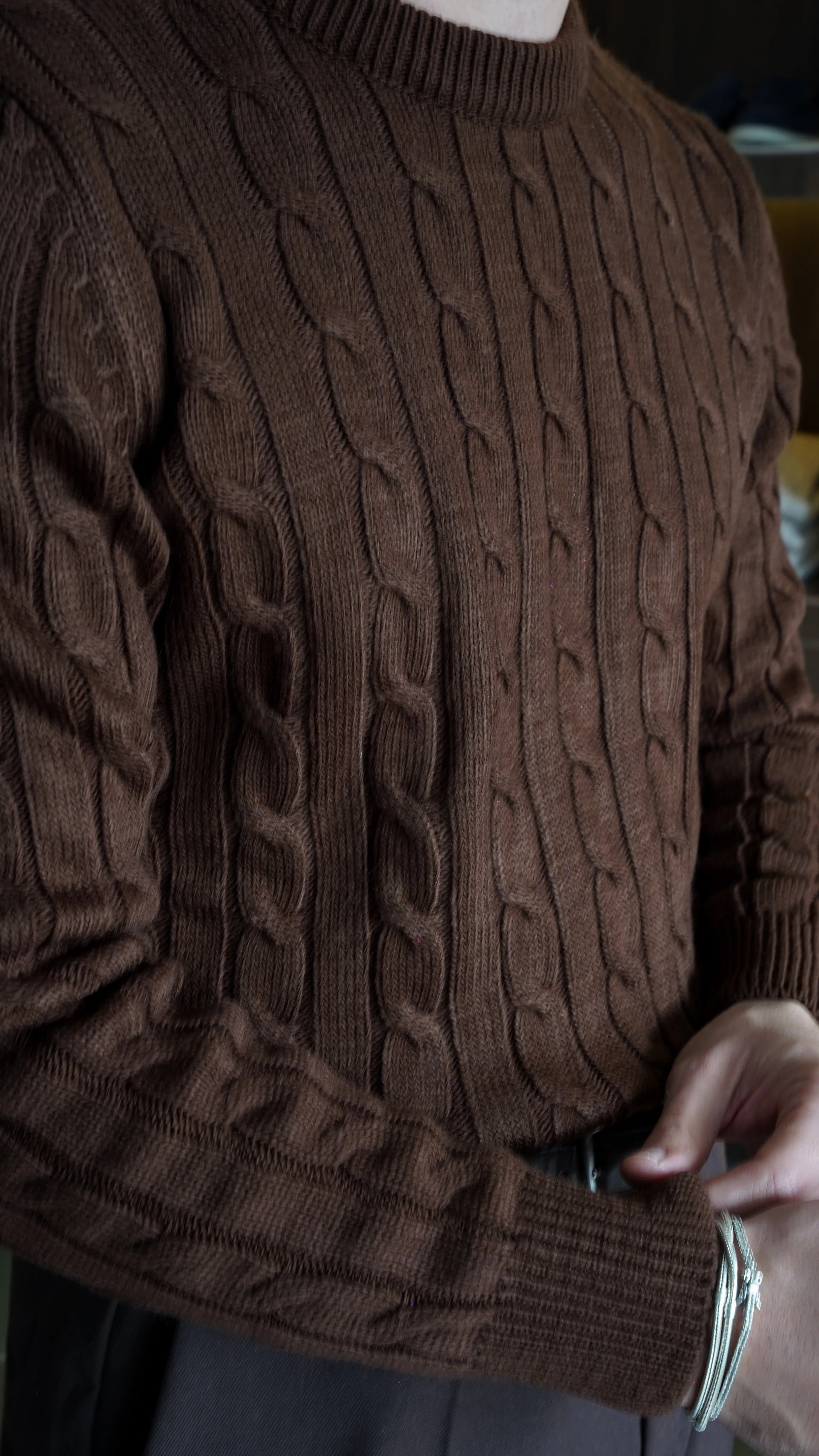 Harbor Cable Kahve Örgü Kazak FW5910