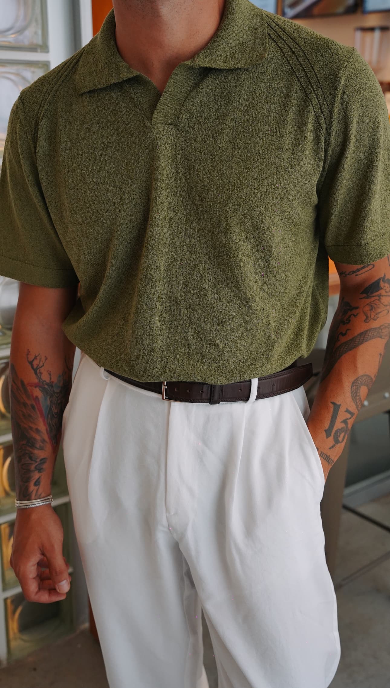 Terry Haki Polo Yaka T-shirt SS5739