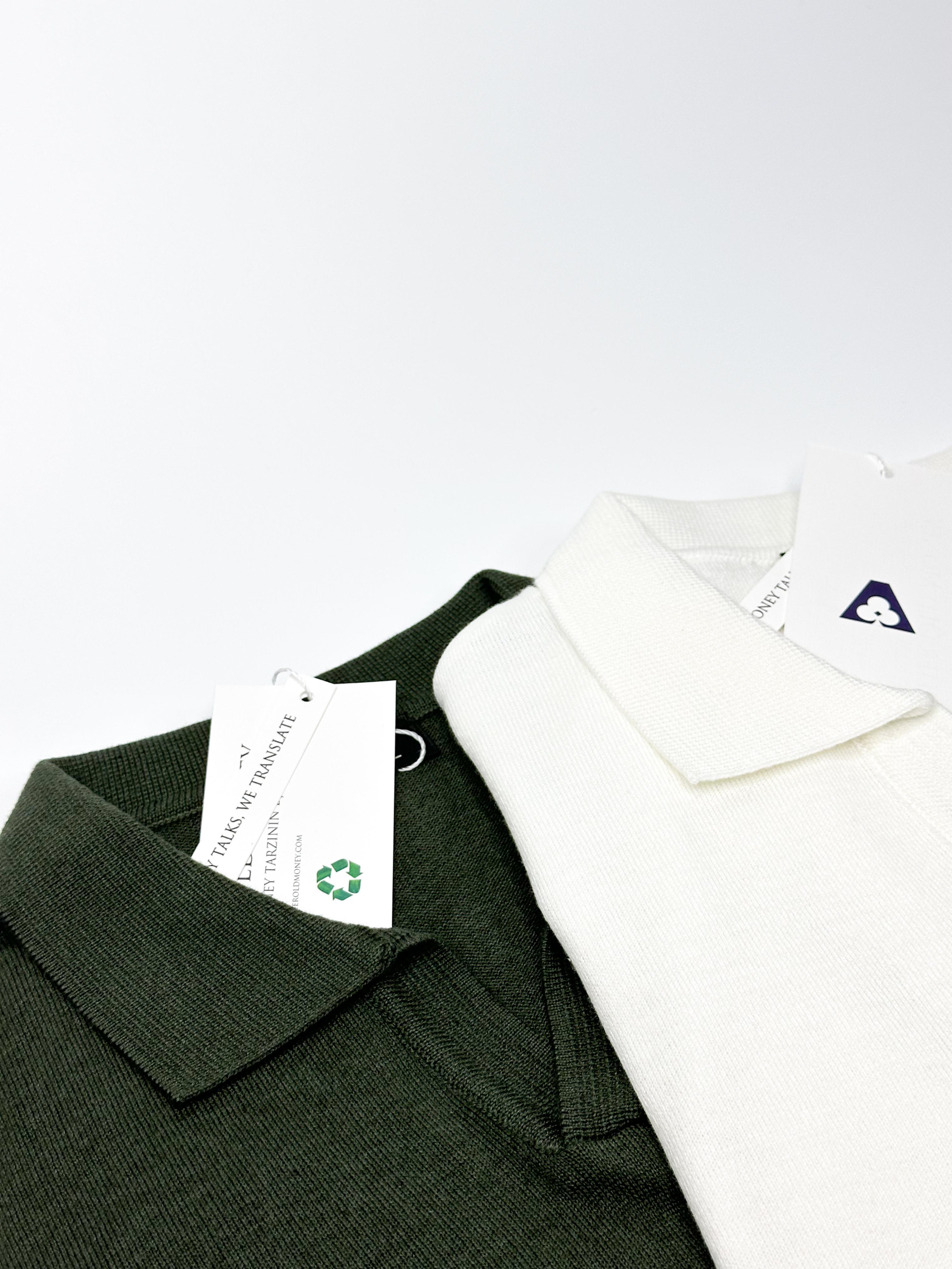 Beyaz Triko Polo Yaka T-Shirt 5279